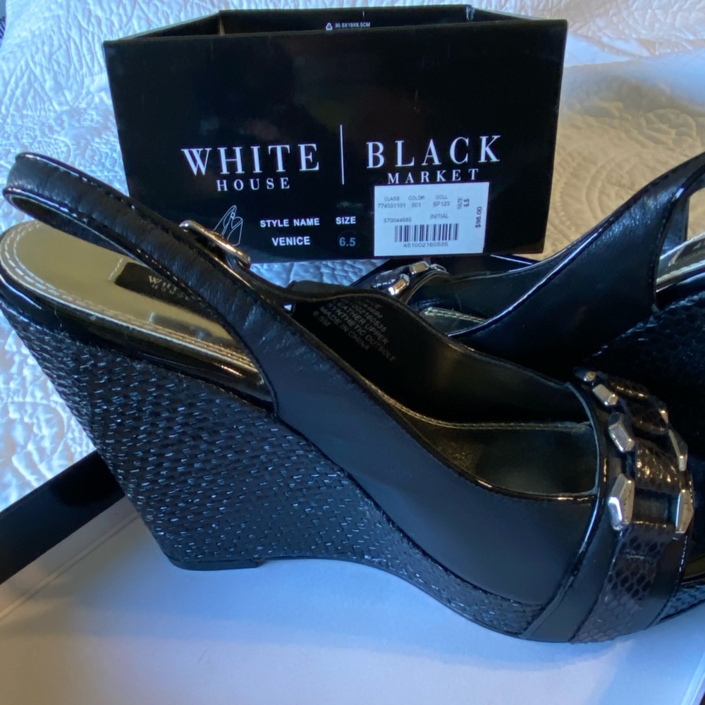 White House Black Market Venice sling back wedge